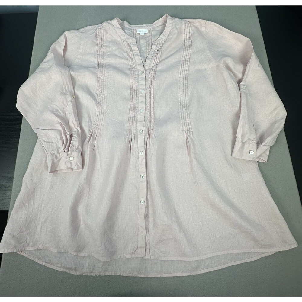 J Jill Womens Tunic 3X Pale Pink Linen Pintuck Scandi Lagenlook Modern Chic